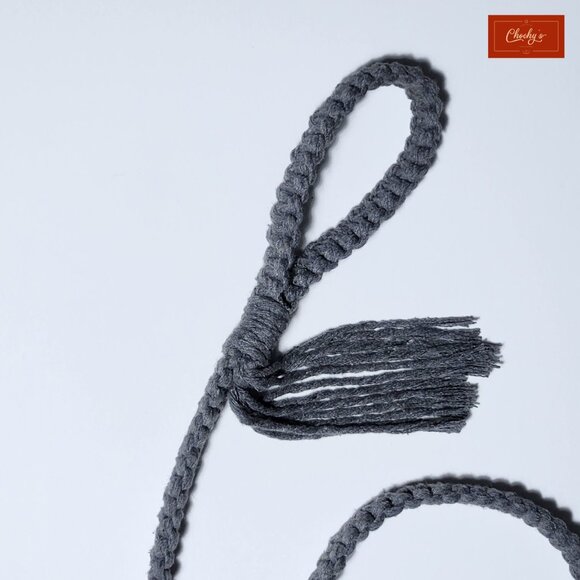New Handmade Macramé Dog Leash – Gray, 42" Long x 0.75" Wide - Picture 2 of 3